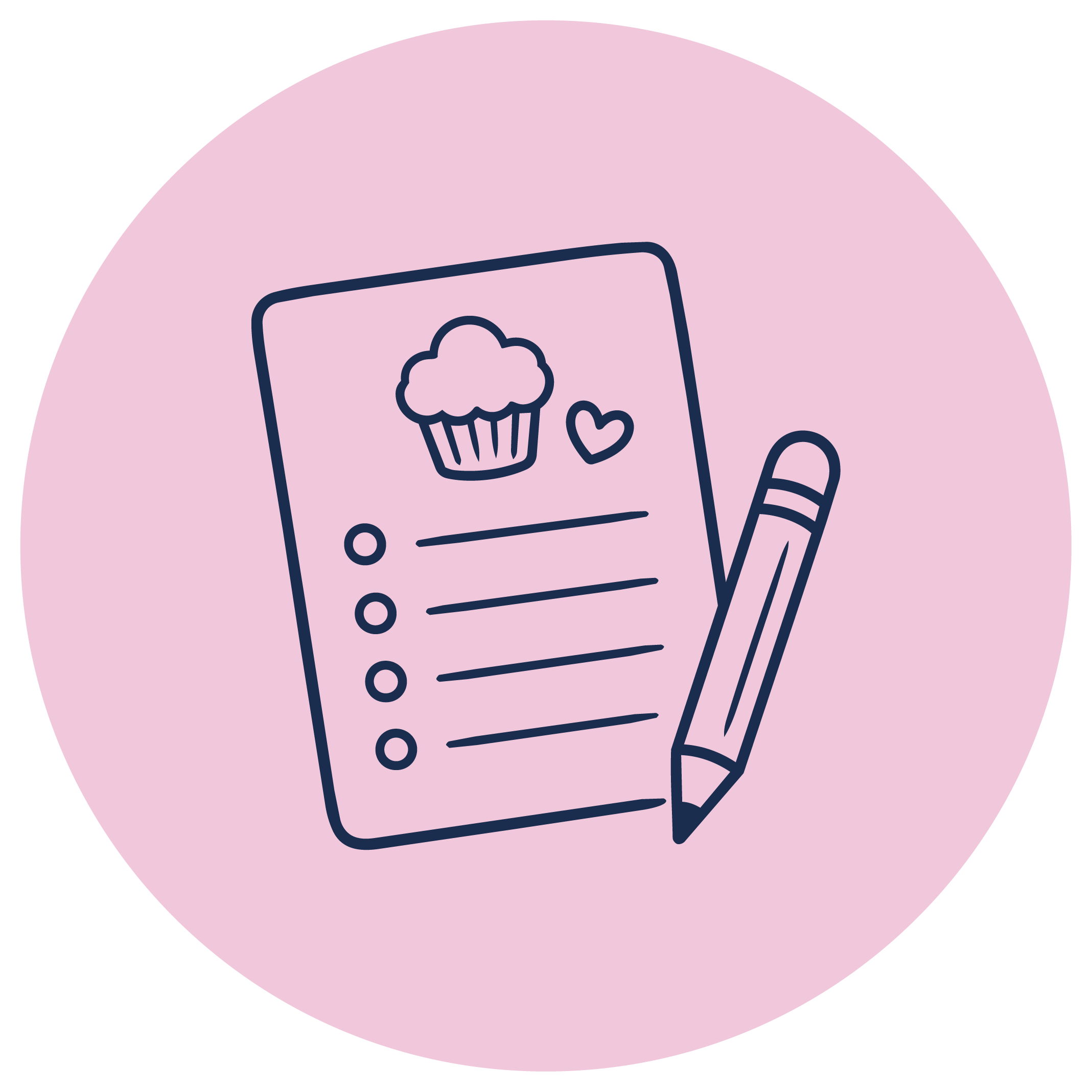 Illustratie van receptkaart met potlood voor recept mee naar huis Bakworkshops en bakcursussen in Roermond